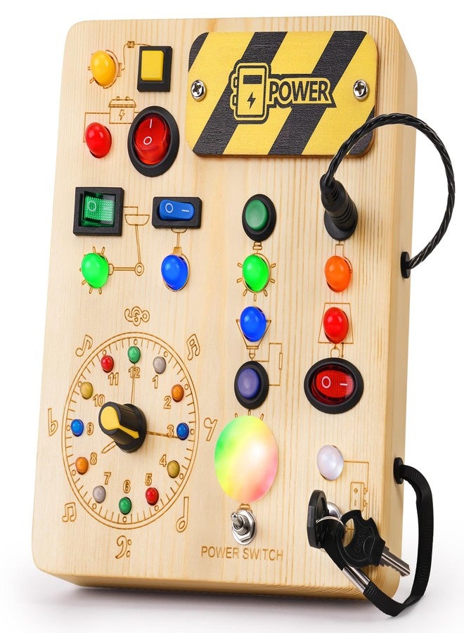 OAKJAR Busy Board with Led Light, Montessori Toys for 1-3 Years Old Boys Girls Wooden Toddler Toys Birthday Gift Educational Toys for 1+ Year Old, Toddler Travel Toy Sensory Toys for Kids with Autism - Image 1